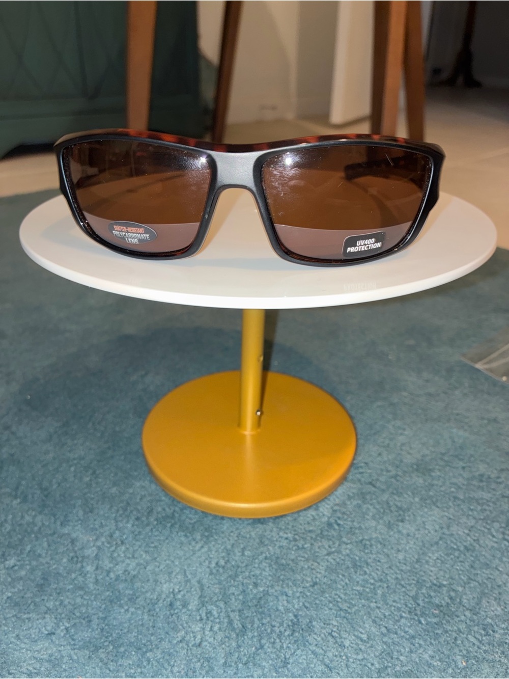 Brown Tortoise Rectangular Sunglasses with Brown Lenses